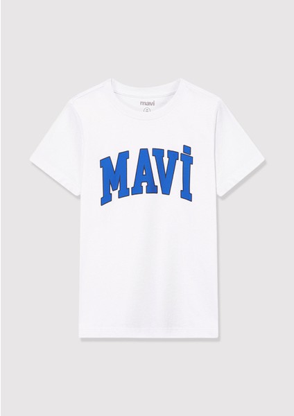 Mavi Logo Baskılı Beyaz Tişört 6610030-620