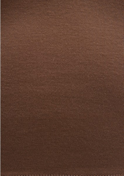 Uzun Kollu Kahverengi Crop Basic Tişört 1612822-81959