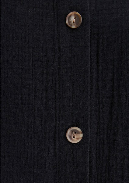 Dokulu Siyah Gömlek 1210758-900