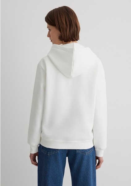 Kapüşonlu Beyaz Basic Sweatshirt 167299-70057
