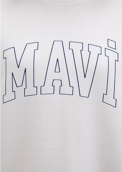Mavi Logo Baskılı Beyaz Sweatshirt 1611192-70057