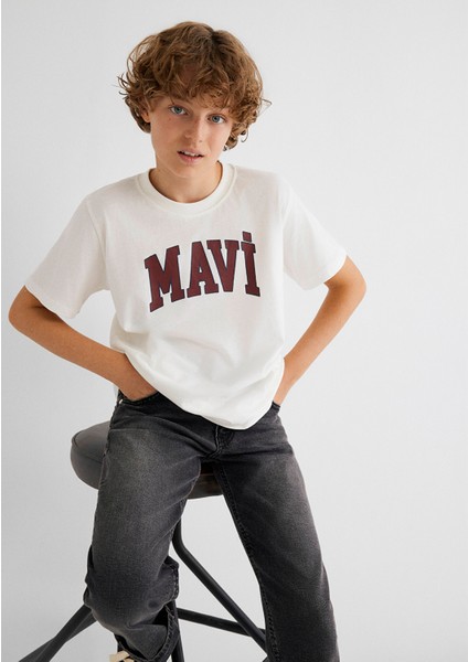 Mavi Logo Baskılı Beyaz Tişört 6610030-81964