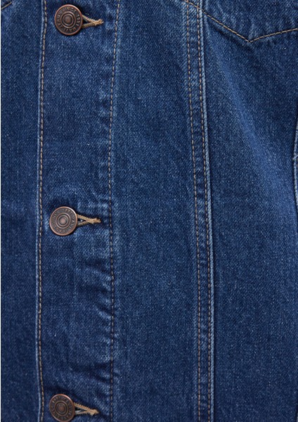 Drake 90lar Puslu Koyu Mavi Jean Ceket 010143-87939