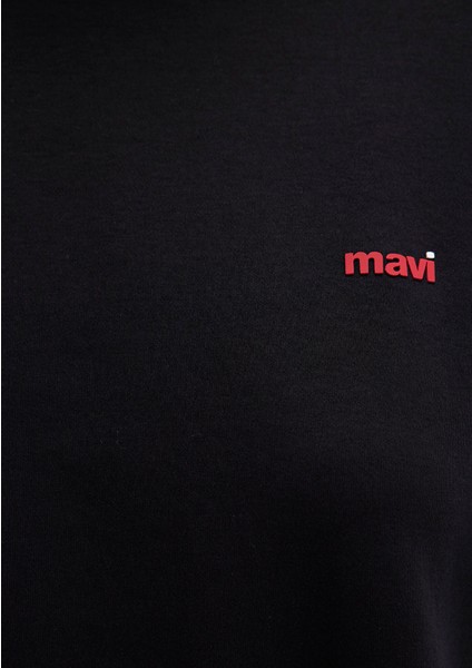 Mini Mavi Logo Baskılı İnterlok Siyah Basic Tişört 1612122-900