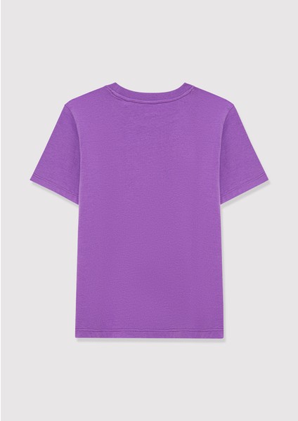 Mavi Logo Baskılı Mor Tişört 6610030-70606