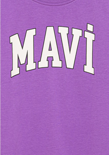 Mavi Logo Baskılı Mor Tişört 6610030-70606