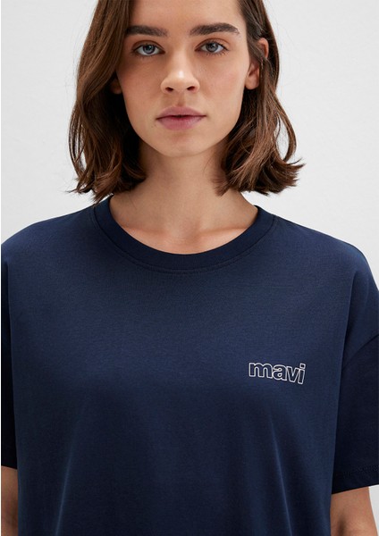 Mavi Logo Baskılı Lacivert Tişört 1611309-70490