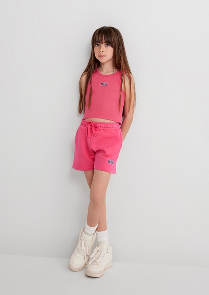 Mavi Logo Baskılı Pembe Şort 7410002-71111