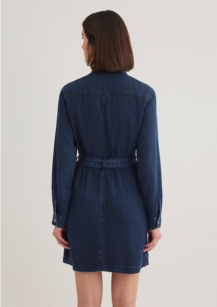 Bridget Gold Klasik Mürekkep Mavi Jean Elbise 1310541-87815