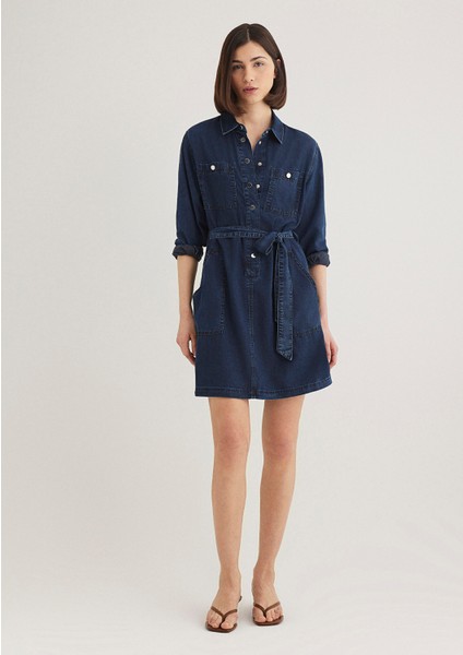 Bridget Gold Klasik Mürekkep Mavi Jean Elbise 1310541-87815