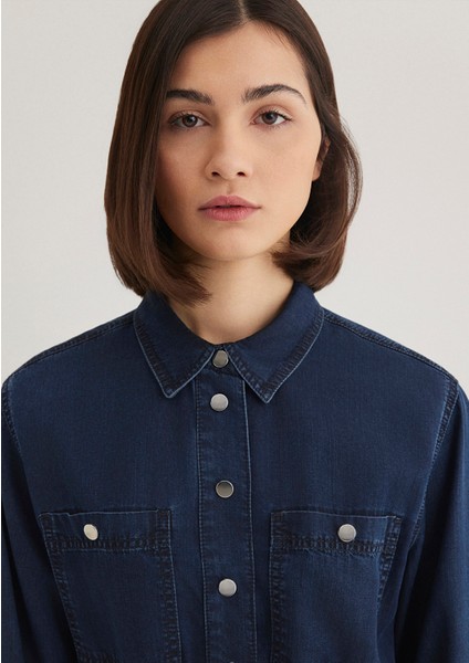 Bridget Gold Klasik Mürekkep Mavi Jean Elbise 1310541-87815