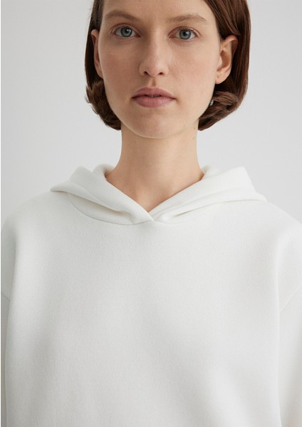 Kapüşonlu Beyaz Basic Sweatshirt 167299-70057