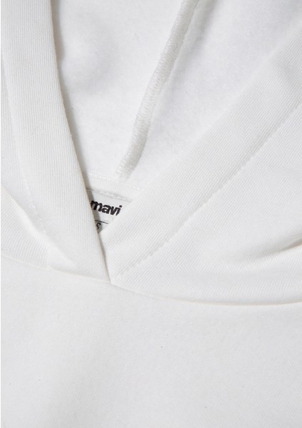 Kapüşonlu Beyaz Basic Sweatshirt 167299-70057