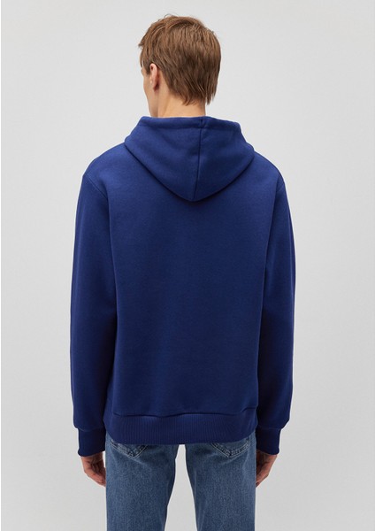 Erkek Mavi Logo Baskılı Kapüşonlu Mavi Sweatshirt 0S10001-70722