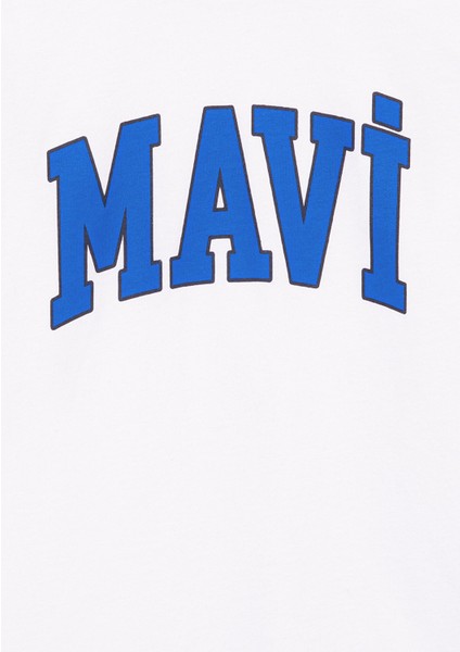 Mavi Logo Baskılı Beyaz Tişört 6610030-620