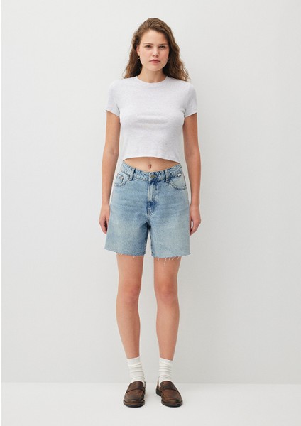 Gri Basic Crop Tişört 1600814-85438