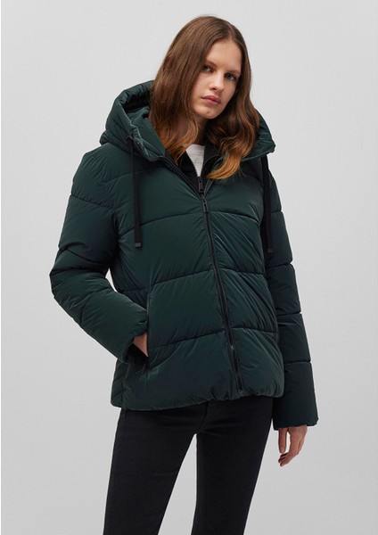 Kapüşonlu Koyu Yeşil Şişme Mont 1110043-71929