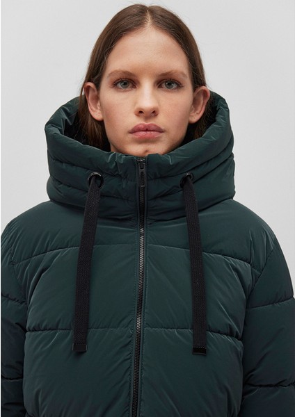 Kapüşonlu Koyu Yeşil Şişme Mont 1110043-71929