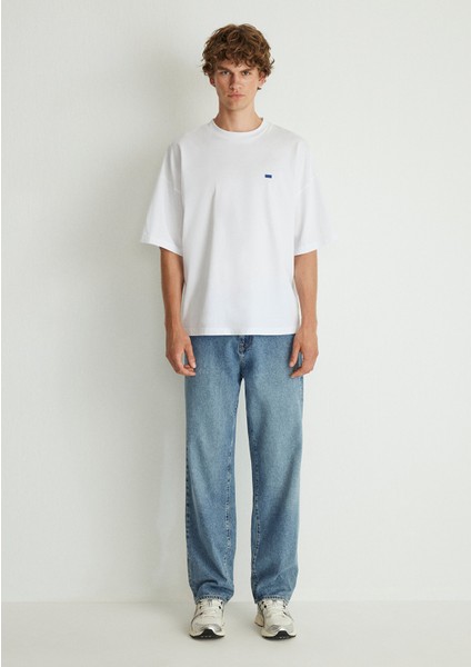 Bisiklet Yaka Basic Beyaz Tişört 0611931-620