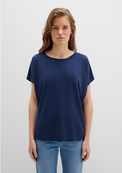 Lux Touch TENCEL TM Modal Lacivert Basic Tişört 167245-70487
