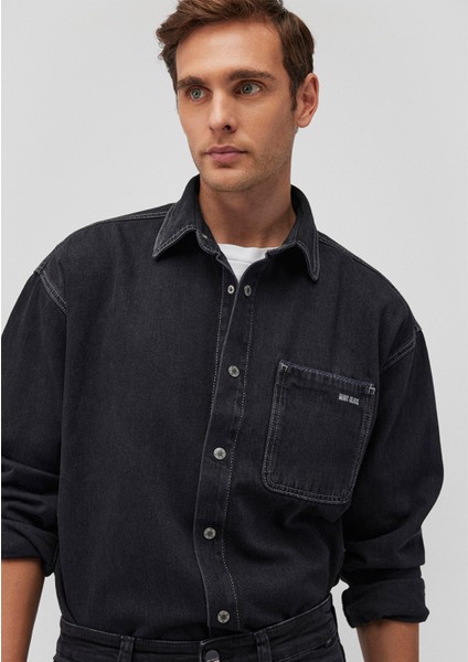 Aidan Mavi Black Antrasit Jean Gömlek 0210588-85622