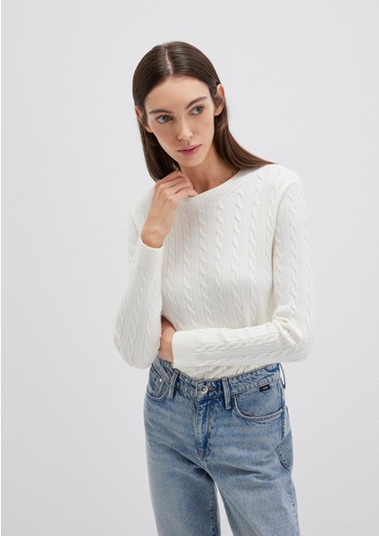 Bisiklet Yaka Ekru Kazak 1710341-70057