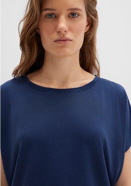 Lux Touch TENCEL TM Modal Lacivert Basic Tişört 167245-70487