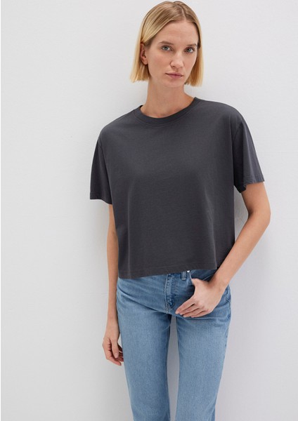 Bisiklet Yaka Antrasit Basic Tişört 1611651-70087