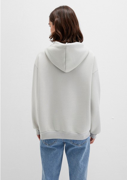 Mavi Logo Baskılı Kapüşonlu Gri Sweatshirt 1600361-34322
