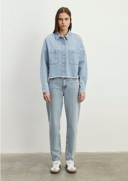 Vivi 90lar Açık Mavi Jean Gömlek 1210244-86442