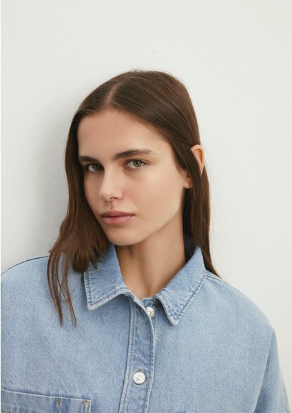 Vivi 90lar Açık Mavi Jean Gömlek 1210244-86442