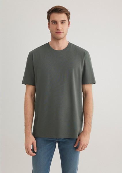 Stretch Yeşil Basic Tişört 0610252-71598