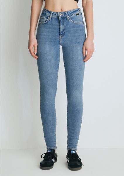 Kadın Serenay Gölgeli Mavi Gold Shape Jean Pantolon 100980-82194