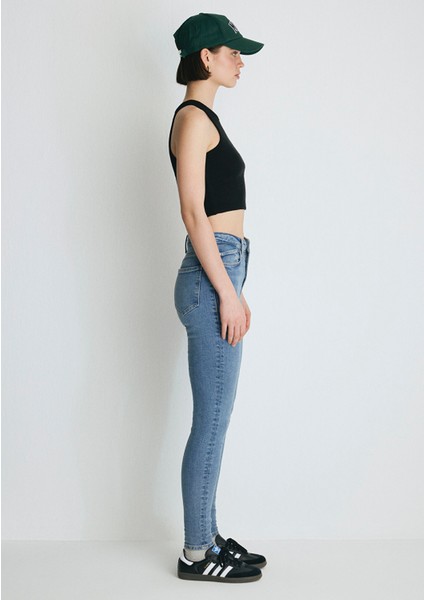 Kadın Serenay Gölgeli Mavi Gold Shape Jean Pantolon 100980-82194