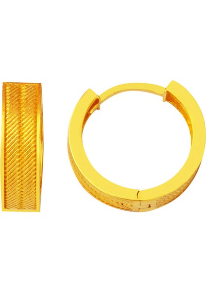 Trabzon Hasır Halka Altın Küpe 14 Ayar