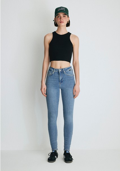 Kadın Serenay Gölgeli Mavi Gold Shape Jean Pantolon 100980-82194