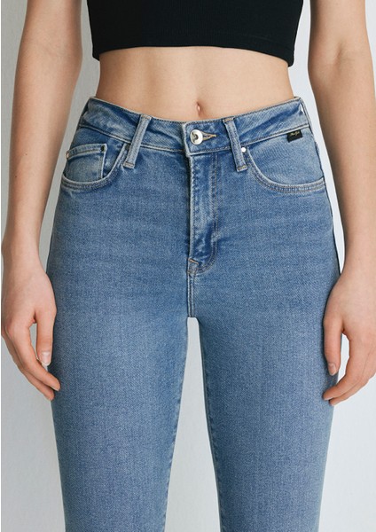 Kadın Serenay Gölgeli Mavi Gold Shape Jean Pantolon 100980-82194