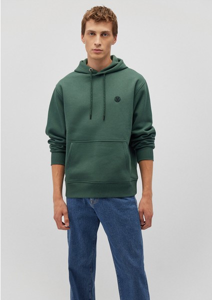 Mavi Logo Nakışlı Kapüşonlu Yeşil Sweatshirt 065809-71580