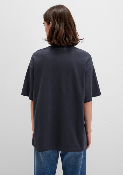 Mavi Logo Baskılı Antrasit Tişört 1600843-82185