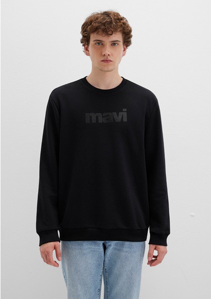 Erkek Siyah M066303-900 Baskılı Sweatshirt