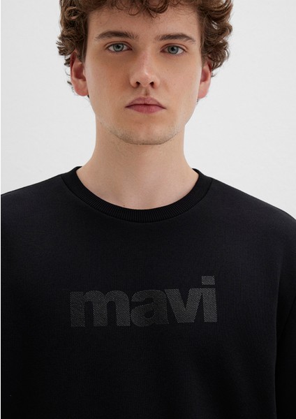 Erkek Siyah M066303-900 Baskılı Sweatshirt