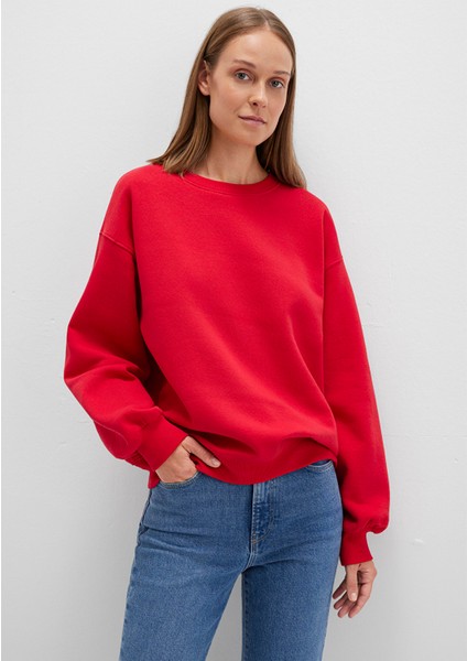 Bisiklet Yaka Kırmızı Basic Sweatshirt 1610198-80791