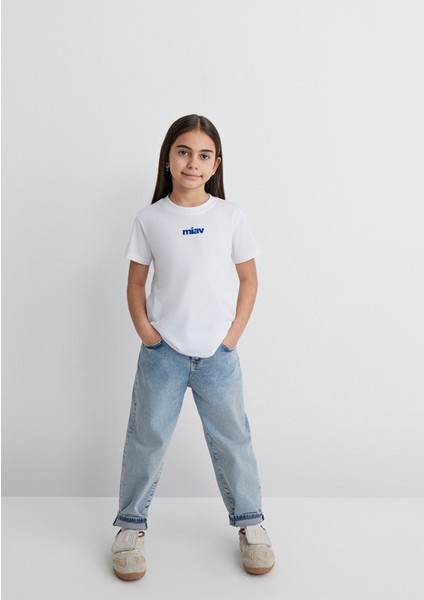 Miav Baskılı Beyaz Çocuk Tişört 66332620