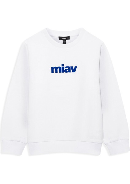 Miav Baskılı Beyaz Çocuk Sweatshirt 6610031-620