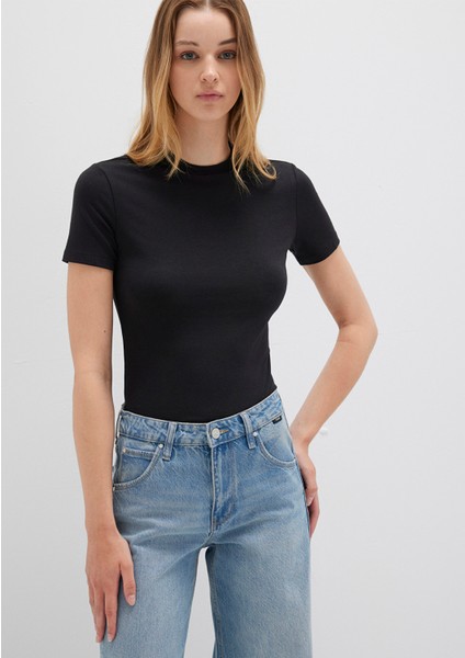 Lux Touch Siyah Basic Modal Tişört 1600963-900