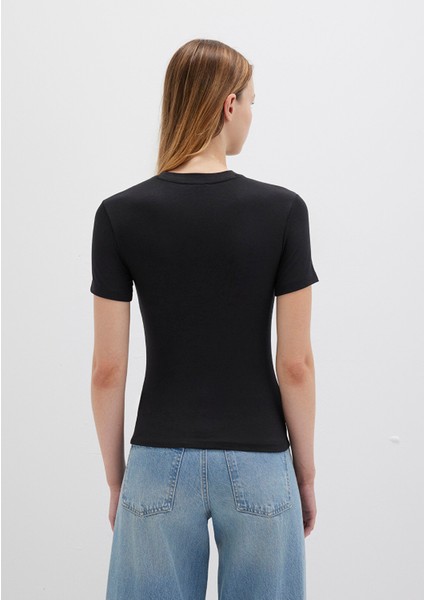 Lux Touch Siyah Basic Modal Tişört 1600963-900