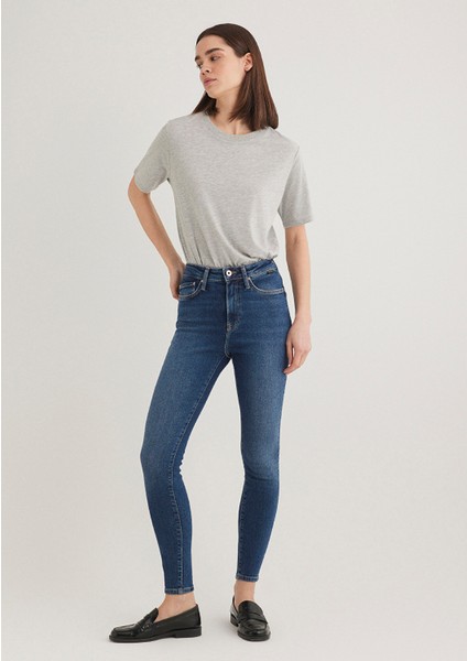 Kadın Serenay Mavi Gold Shape Jean Pantolon 100980-33687