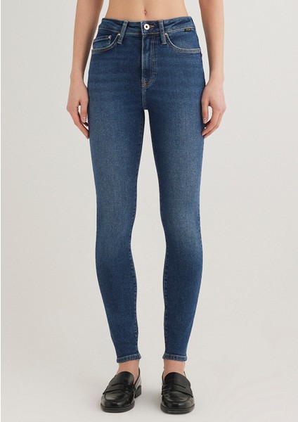 Kadın Serenay Mavi Gold Shape Jean Pantolon 100980-33687