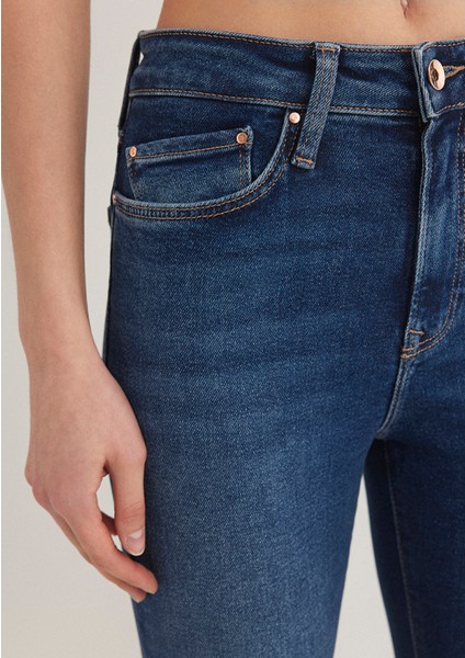 Kadın Serenay Mavi Gold Shape Jean Pantolon 100980-33687