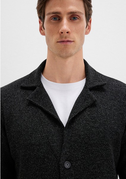 Blazer Yaka Siyah Triko Hırka 070699-900